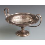 Edward VII hallmarked silver twin handled tazza or centrepiece, London 1907 maker's mark indistinct,