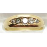 Victorian 18ct gold ring set with diamonds and paste, 4.1g, size R