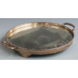 Art Deco Viner's hallmarked silver twin handled tray with mirror base, Sheffield 1936, width 33.5cm,