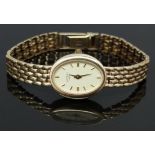 Rotary 9ct gold ladies wristwatch ref. W139-187 with gold hands and baton markers, champagne dial