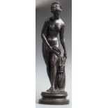 A bronze of a nude lady in a classical pose, 36.5cm