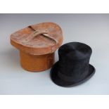 West End Style, London top hat in leather hat box
