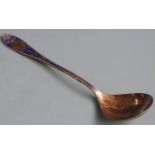 Jacob Tostrup Norwegian gilt white metal and enamel spoon, marked verso J Tostrup 930S, length