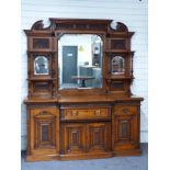 Victorian breakfront mirror back sideboard with carved detail and gilt brass drop-ring handles 183 x