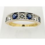 An 18ct gold half eternity ring set with sapphires and diamonds, each approximately 0.15ct, 4.9g,