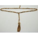 Victorian 9ct rose gold fob/ watch chain with tassel decoration, 21.5g, 29cm long