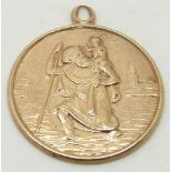 A 9ct gold St.Christopher, 2 x 2cm, 3.7g