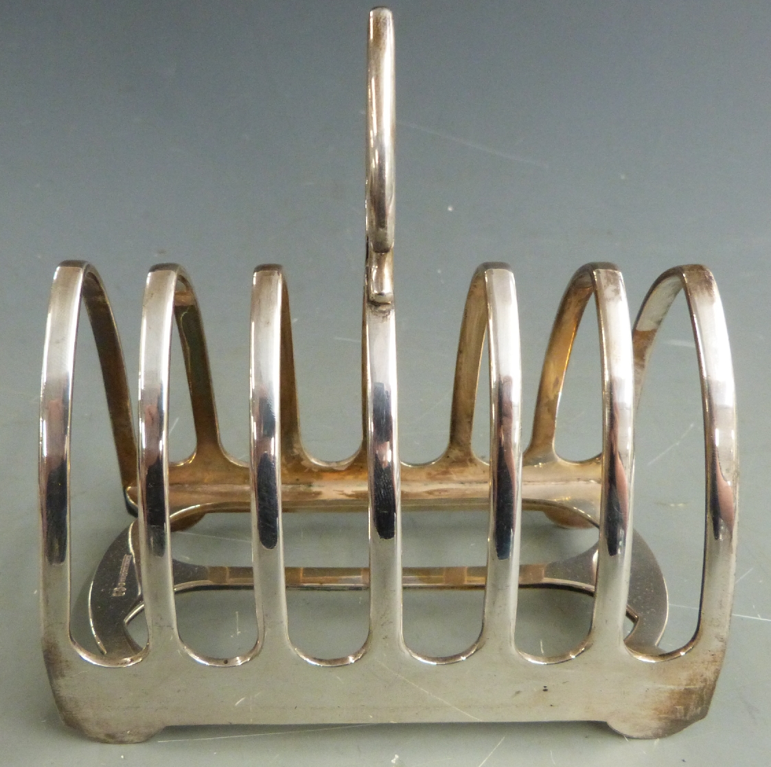 Elkington silver plated seven bar toast rack together with a plated Burmese dinner gong, diameter - Image 2 of 5