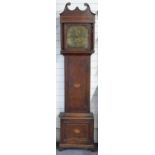 Georgian longcase clock, the 31cm brass Roman dial with secondary seconds and date aperture signed
