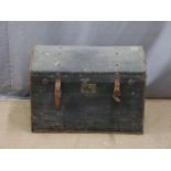 Vintage dome topped travelling trunk with railway labels including Glasgow and South Western,