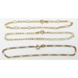 Three 9ct gold bracelets, 3.7g