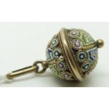 A silver gilt egg pendant set with micro mosaic