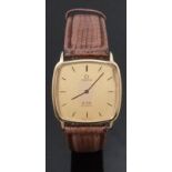 Omega De Ville gentleman's wristwatch ref. 191 0102.1 with two-tone hands and baton markers, gold