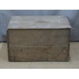 Large wooden trunk or storage box, width 84cm
