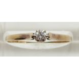 A 9ct gold ring set with a diamond of approximately 0.15ct, 1g, size P