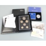 2014 Royal Mint proof coin set together with an uncirculated Britannia, a quarter ounce SS Gairsoppa