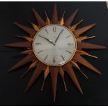 Metamec retro starburst clock, overall diameter 46cm