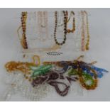 A collection of beaded necklaces including Art Deco crystal examples