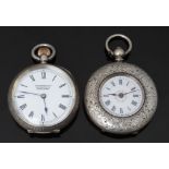 Two continental silver open faced pocket watches, one keyless winding by Pickford & Co of Islington,