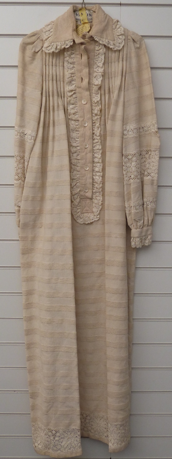 Edwardian ladies housecoat/dress with lace trim by Jean Varon