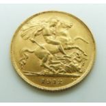 1912 Edward VII gold half sovereign
