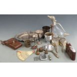 Hallmarked silver mounted dressing table set, plated figural novelty duck claret jug, vintage