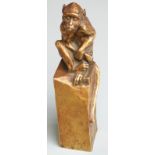 M.Marx gilt bronze sculpture of a monkey on base, approximately 24cm tall