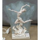 Lamp with figure of a prancing lady height 44cm