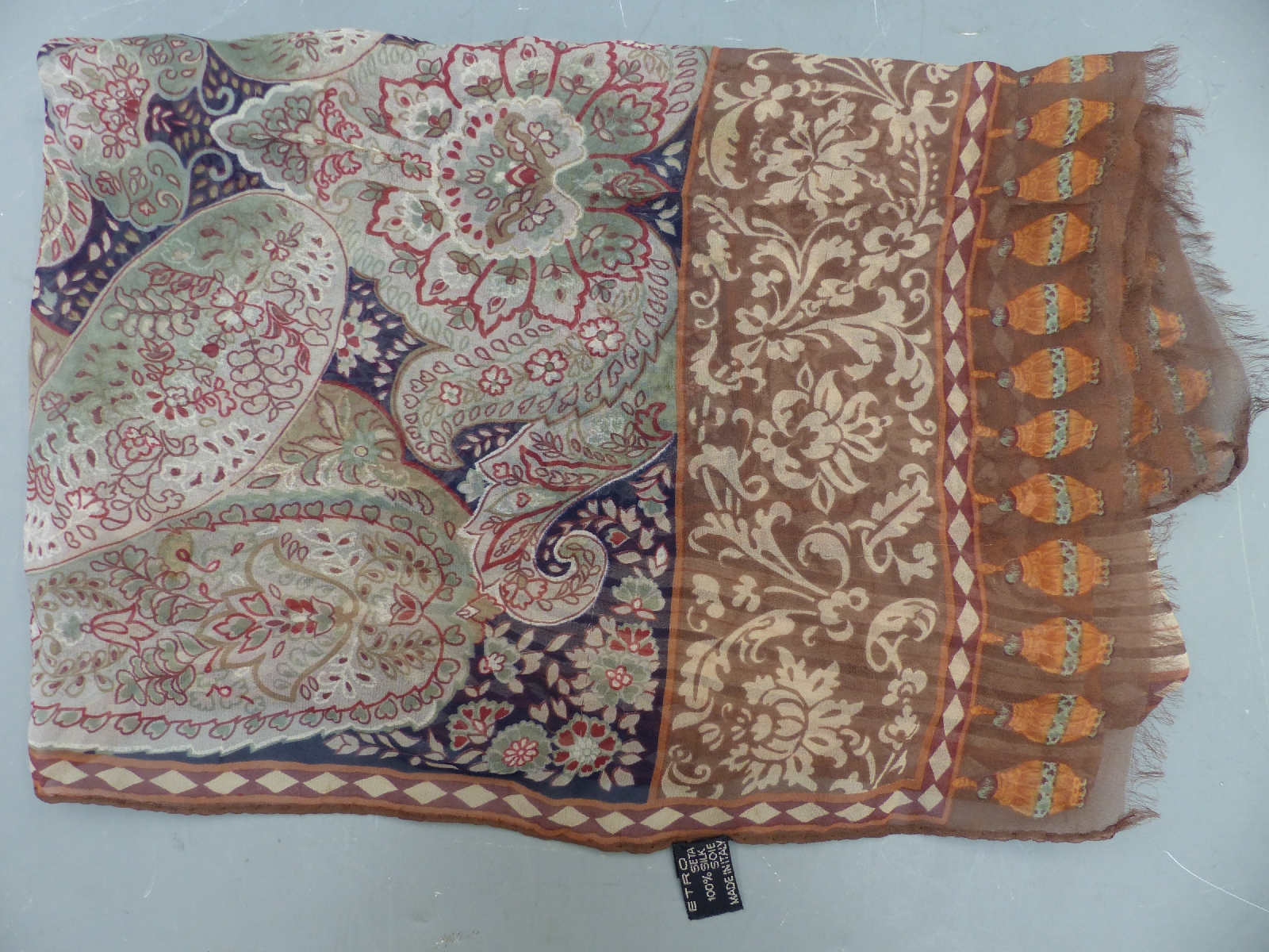 Hermes 'Romantique' silk scarf and an Etro Italian silk chiffon example - Image 2 of 5