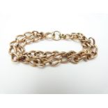 Victorian 9ct rose gold double curb link bracelet, 33.0g
