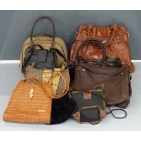 Nine handbags including canvas and faux leather examples