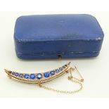 Victorian crescent brooch set with paste and diamonds, in original box