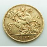 1910 Edward VII gold half sovereign