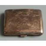 Hallmarked silver cigarette case with engraved decoration, weight 75g