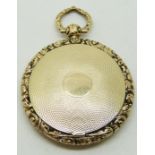 Victorian pendant/ vinaigrette with engine turned decoration within a foliate border, 3.7cm