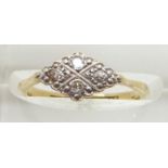 Art Deco 18ct gold ring set with four diamonds in a platinum setting, 2.0g, size K