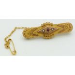 Edwardian 9ct gold brooch set with paste and seed pearls, Chester 1902