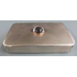 Victorian hallmarked silver sandwich or similar box having engine turned decoration and set with