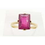 Art Deco 18ct gold ring set with a synthetic ruby, 2.8g, size M