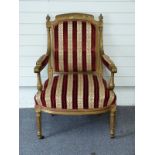 Versailles style gilt framed chair with up embroidered upholstery and carved decoration, W65 x