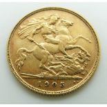 1905 Edward VII gold half sovereign