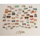 A collection of earrings including Trifari, Sarah Coventry, paste, Emmons, Napier, Whiting and Davis