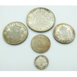 1937 silver coins including crown, half crown, shilling etc, VF