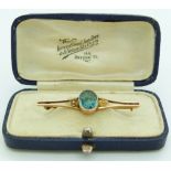 A 9ct gold brooch set with a zircon by WBS, in original Oxford box