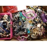 A collection of costume jewellery including necklaces, bracelets etc