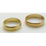 Two 9ct gold rings/ wedding bands, 3.7g.