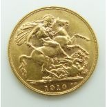 1910 Edward VII gold full sovereign