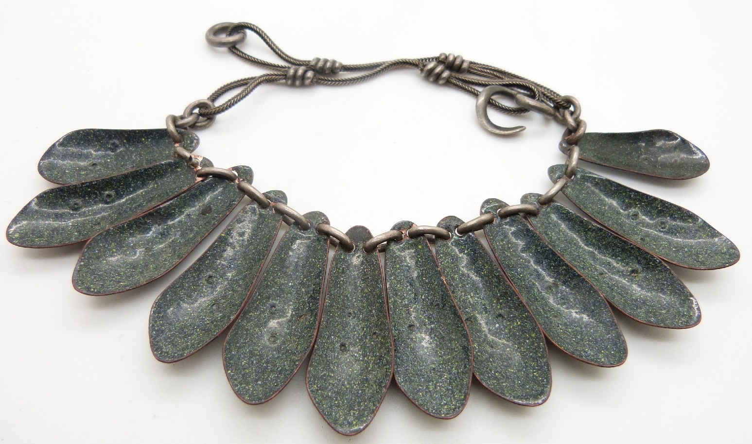 Max Chayat modernist necklace with hanging enamel on copper petals - Image 2 of 2