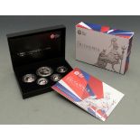 Royal Mint 2013 Britannia five coin silver proof set, cased with certificate, booklet and box