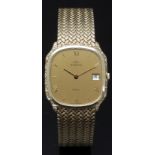 Marvin 9ct gold gentleman's wristwatch with date aperture, gold hands, Roman numerals and dial and